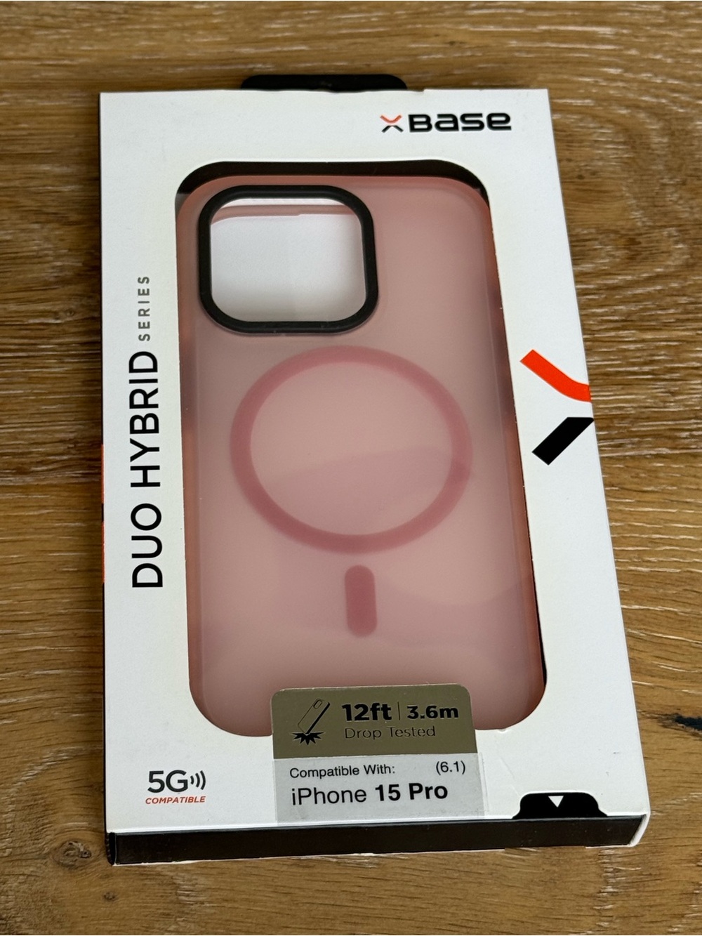 New xBase Duo Hybrid Pink iPhone 15 Pro 6.1” Case with MagSafe Ring Pink